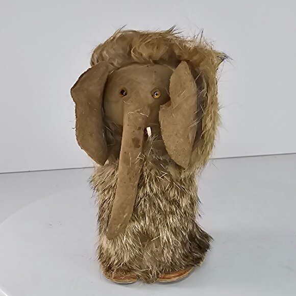Vintage Handmade Fur Leather Suede Elephant Mammoth Figurine Poland - Picture 8 of 8